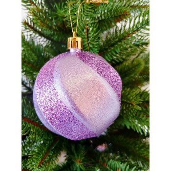 Новогодний шар в блестках "Волна" Ø80мм фиолетовый, цена за набор 4шт